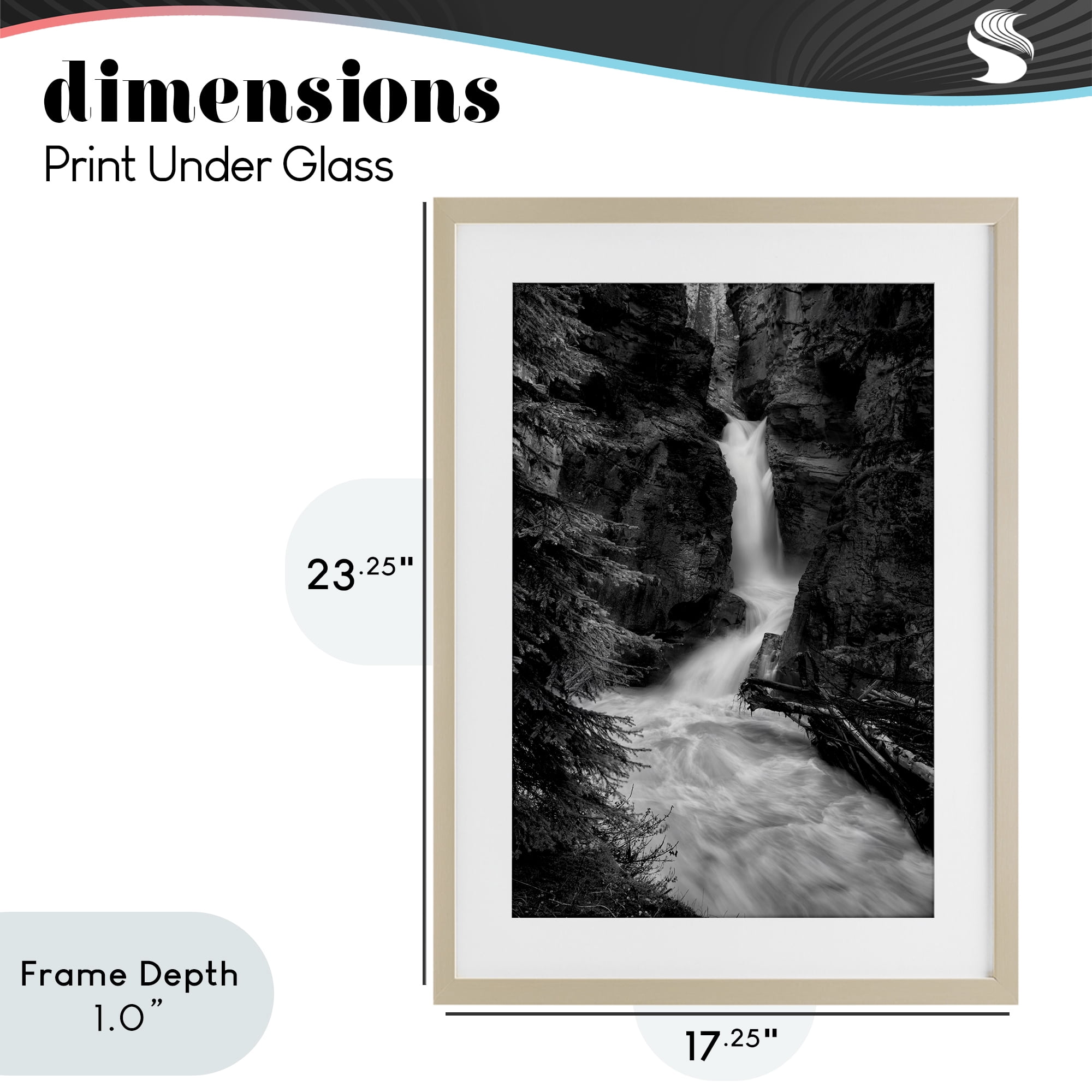 Stupell Industries Banff National Park Waterfall Birch Framed Print Under Glass, design by Jon Evan