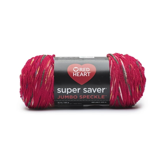 Red Heart Super Saver Medium Acrylic Yarn, Speckle Cherry Red, 10oz 482yd