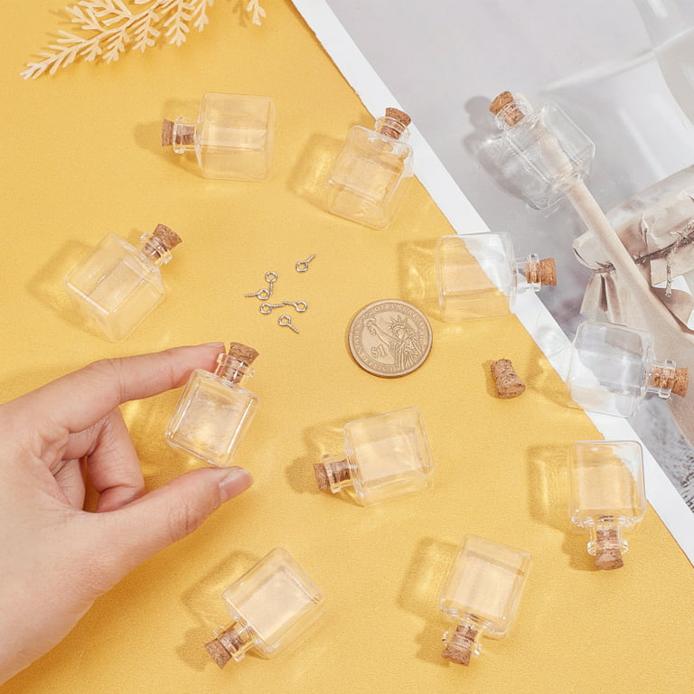 1Bag 20pcs Cube Shape Tiny Bottle Charms Clear Glass Mini Wish Bottles  Small Potion Bottles with Cork Stopper 20pcs Eye Pin Peg Bails for Home  Party Decor Crafts DIY Jewellery Making 