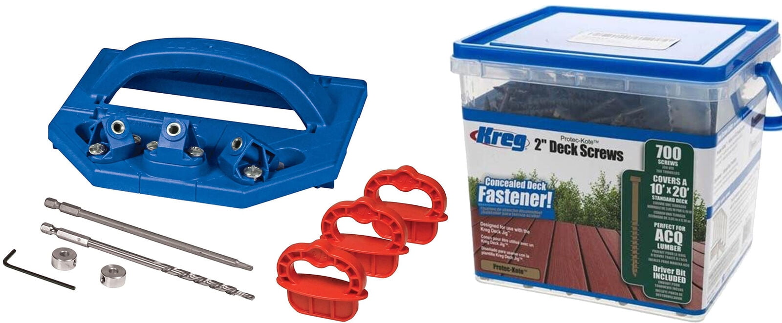 Kreg Deck Jig ConcealedFastener System with 700 Ct 2Inch, 8 Coarse
