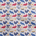thumbnail image 1 of oneOone Cotton Jersey Medium Blue Fabric Birds Rooster Dress Material Fabric Print Fabric By The Yard 58 Inch Wide, 1 of 5