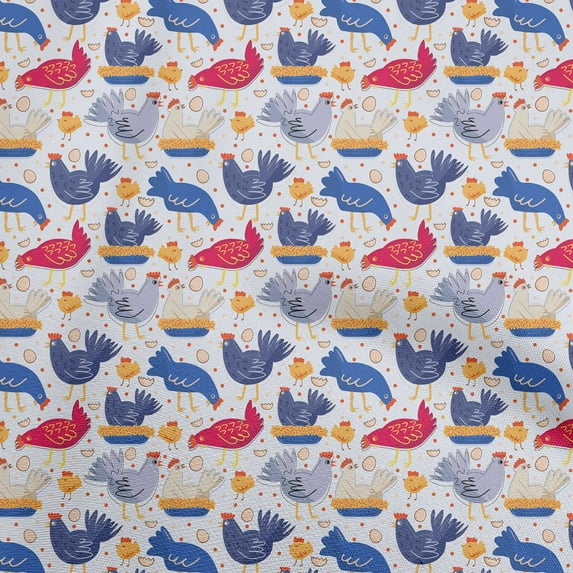 oneOone Cotton Jersey Medium Blue Fabric Birds Rooster Dress Material Fabric Print Fabric By The Yard 58 Inch Wide