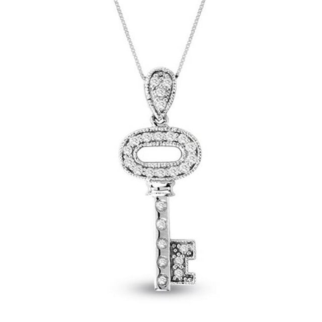 Luis Creations PCR514 14K Gold 0.35 Ct. Diamond Key Pendant With 16 in. Chain