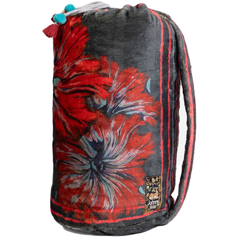 Sac-couverture Johnny Was Rising Sun - Floral Rouge, Pompons, Peluche Douce, Neuf Avec étiquettes