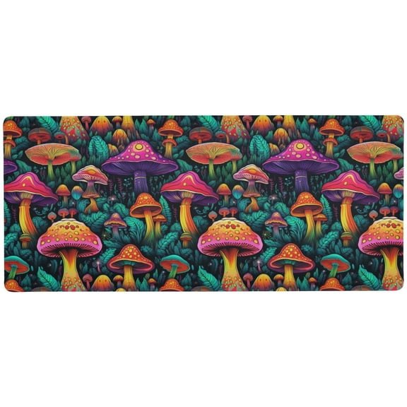 JSTEL Neon Mushroom Large Gaming Mouse Pad Big Mousepad Mice Keyboard Mat with Non-Slip Rubber Base for Computer Laptop Home & Office, 31.5 X 11.8 inch
