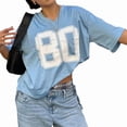 thumbnail image 2 of Women'S Oversized Jersey Summer Tops Graphic Tees Y2k Streetwear Short Sleeve Shirts Blue L, 2 of 9