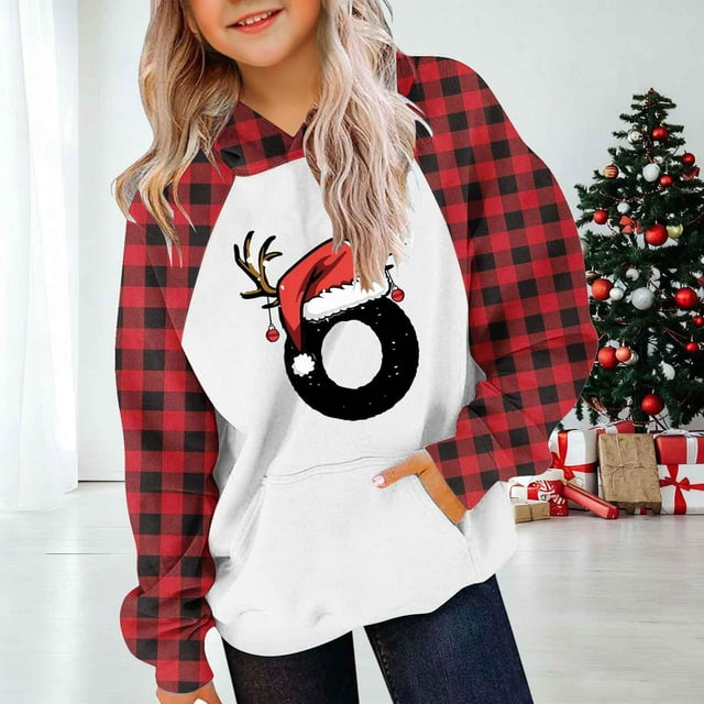 Cowsor Cute Hoodie for Teen Trendy Letter Print Preppy Hooded Sweatshirts Kids Pullover Long Sleeve School Outfits