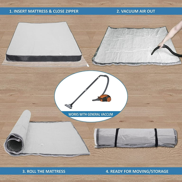 Queen/Full/Full-XL Foam Mattress Vacuum Bag for Moving, Storage, and  Shipping， Vacuum Seal Mattress Bag with Straps