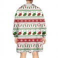 thumbnail image 2 of Wearable Oversized Blanket,Red Christmas Stocking and Snowflake Pattern Wearable Blanket Hoodie for Adults,Cozy Hooded Blankets with Super Pockets,Super Warm Fuzzy Pullover for Women & Men, 2 of 6
