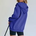 thumbnail image 3 of 2025 Plus Size Coat,Women's Fall Jacket Oversized Pocket Sweatshirt Casual Drawstring Clothing Zipper Track Jacket Solid Color Long Sleeve Hooded Top, 3 of 7