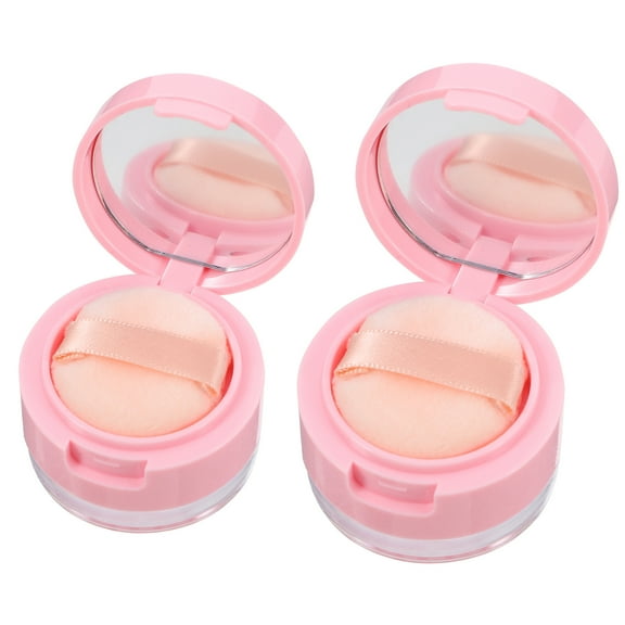 2 Sets Clear Powder Box Compact Makeup Container Loose Holder