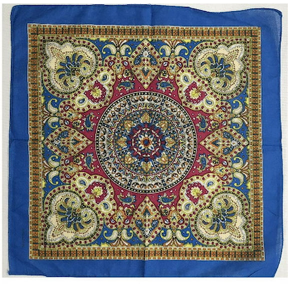 12 Blue Mosaic Bandana Design Head Wrap 100% Cotton 22"X22"