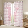 thumbnail image 2 of jejeloiu Pink Geometric Plaid Blackout Curtains Set of 2 (52x84 Each),Bow Letter Y Window Curtains,Kawaii Bowtie Bowknot Curtains and Drapes For Children,Lightweight Room Decor, 2 of 6