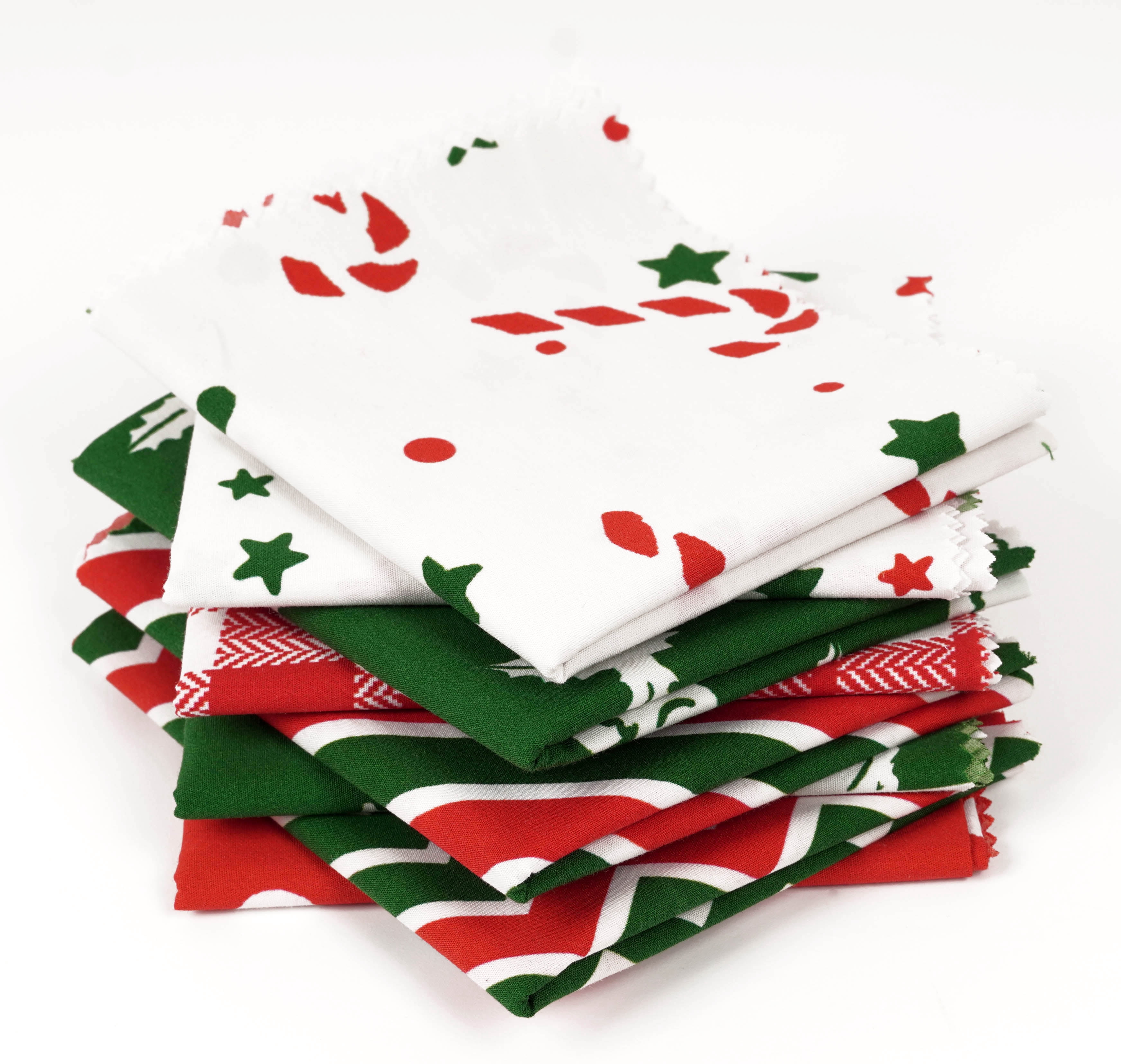 Soimoi 8 Pc Fat Quarter Bundle-ChristmasPrint 18"x 22"DIY Patchwork-100% CottonPre-Cut Quilting Fabric Red- White & Green