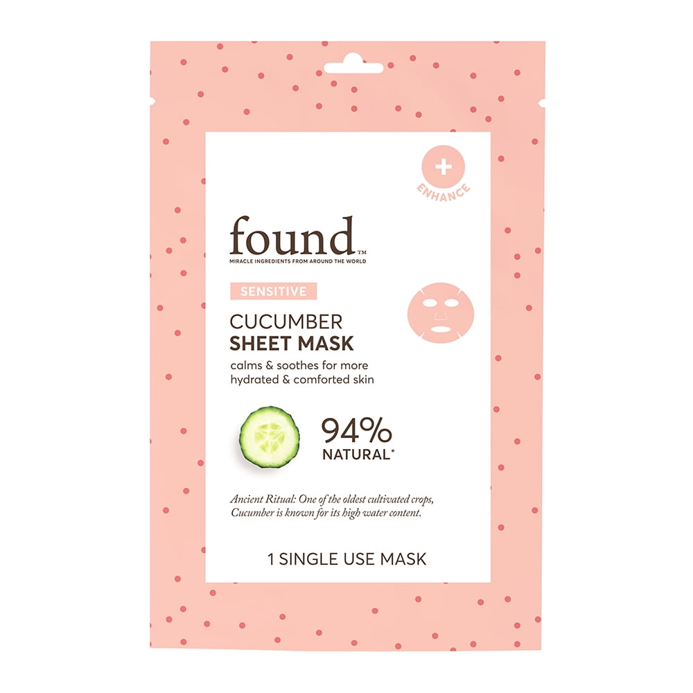 FOUND SENSITIVE Cucumber Sheet Mask , 1 Single Use Mask