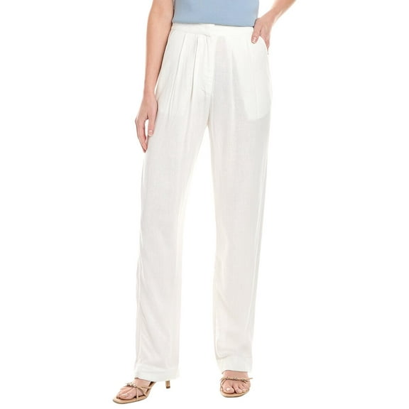 WeWoreWhat womens  Pleated Linen-Blend Pant, 0, White