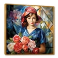 thumbnail image 2 of Designart "Reimagined Colorful Mona Lisa" Fashion Framed Wall Art - Modern Blue Classics Bedroom Framed Canvas Wall Art, 2 of 6