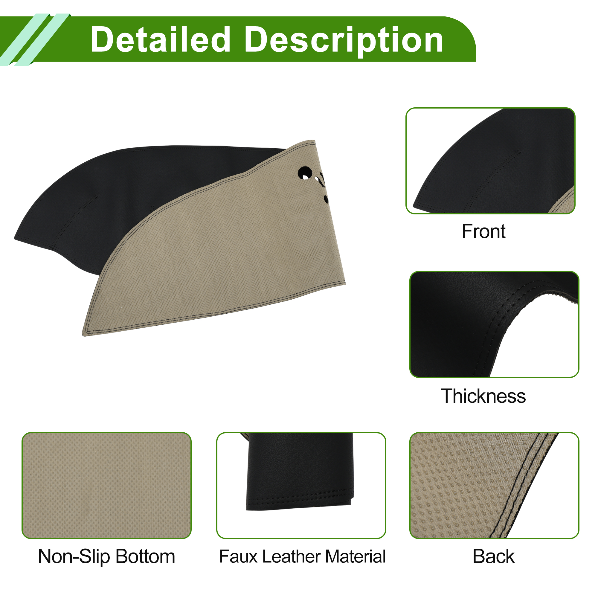 Unique Bargains Dashboard Cover Mat for Car Interior Faux Leather Black 1 Piece Black