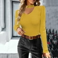 thumbnail image 6 of aidice Tops for Women Casual Choker Neck Cutout Long Sleeve Tshirts Slim Fitting Comfy Fall Shirts, 6 of 7