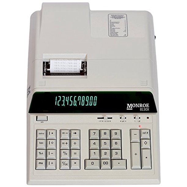 Monroe 8130X In Ivory 12Digit Print/Display Professional Heavy Duty