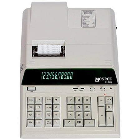 Monroe 8130X In Ivory 12-Digit Print/Display Professional Heavy Duty Calculator In Extended Life Calculator Body (Calculator,