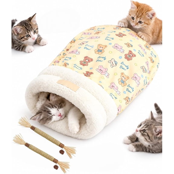 Cat Sleeping Bag for Indoor Cats,Soft Cozy Pet Nest Bed
Fluffy Cat Cave Sleeping Bag for Small Cats & Dogs,360°Wind Proof Warm Tunnel Sleeping Bag Design