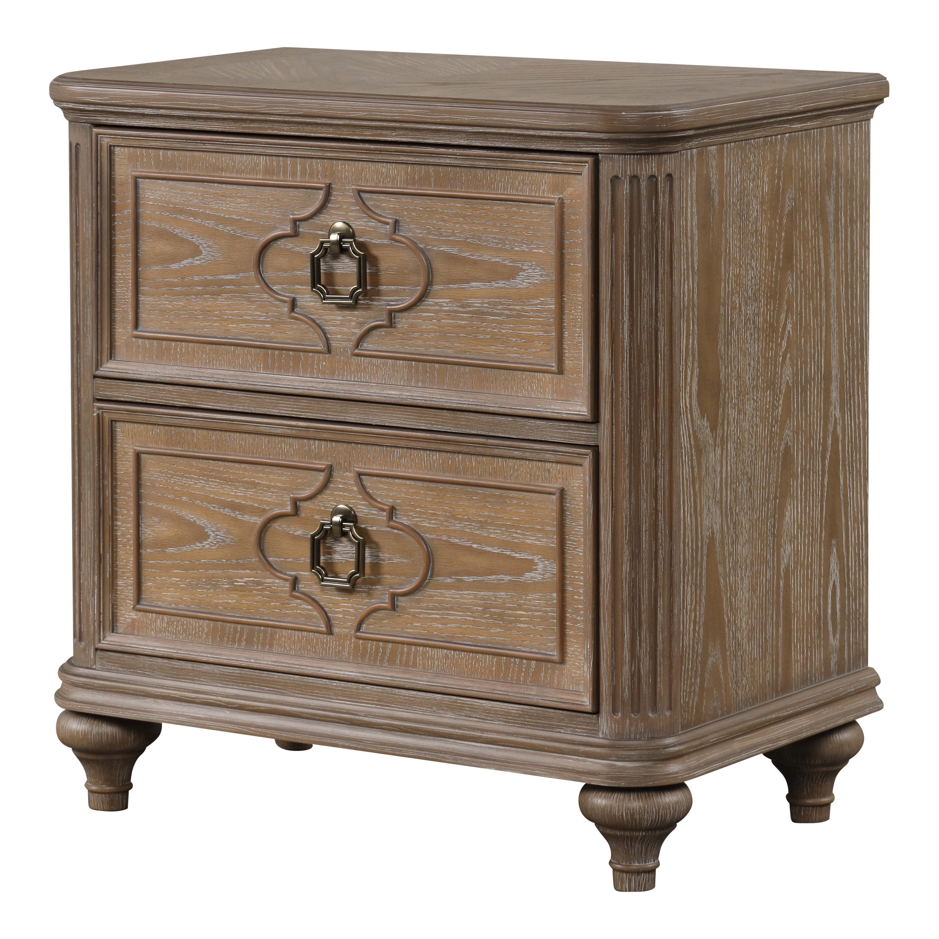 Furniture of America Jares Adult Transitional 2-Drawer Nightstand with USB Port, Rustic Oak