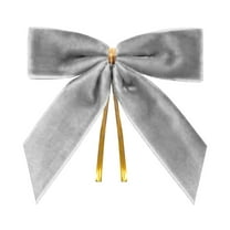 SLYNSHome 24Pcs Small Velvet Bows for Christmas Tree Decorations,Mini Flocking Twist Tie Bows for Wreath,Gift Wrapping,Crafts,Wedding,Party Candy Bags - Gray