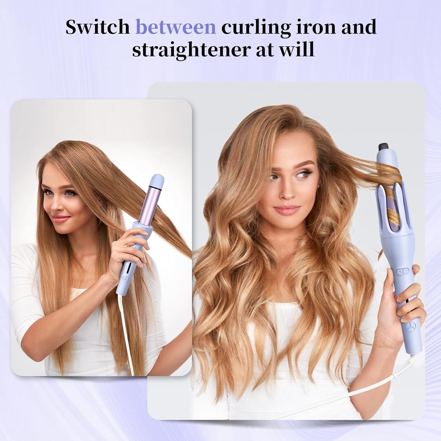 Automatic Hair Curler with 4 Temperature Settings, Auto-Rotating Ceramic Curling Iron with Anti-Tangle & Anti-Scald Design