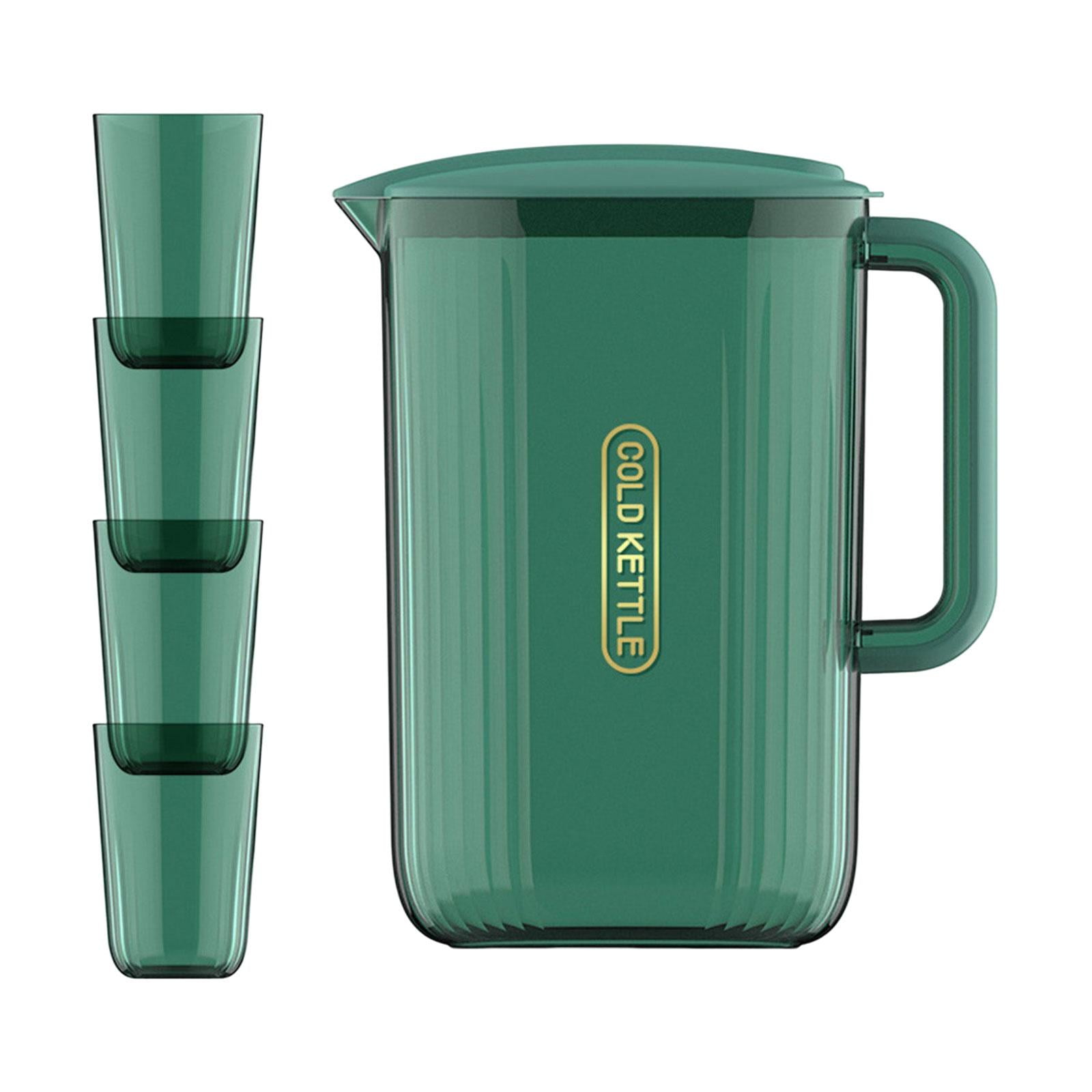 Fiocias Water Pitcher, Juice Water Jug, Lemonade Kettle, Heat Resistant Iced Tea Pitcher for Refrigerator Home Fridge Party Cold Water Juice Jar 2.2L , Green and 4 Cup