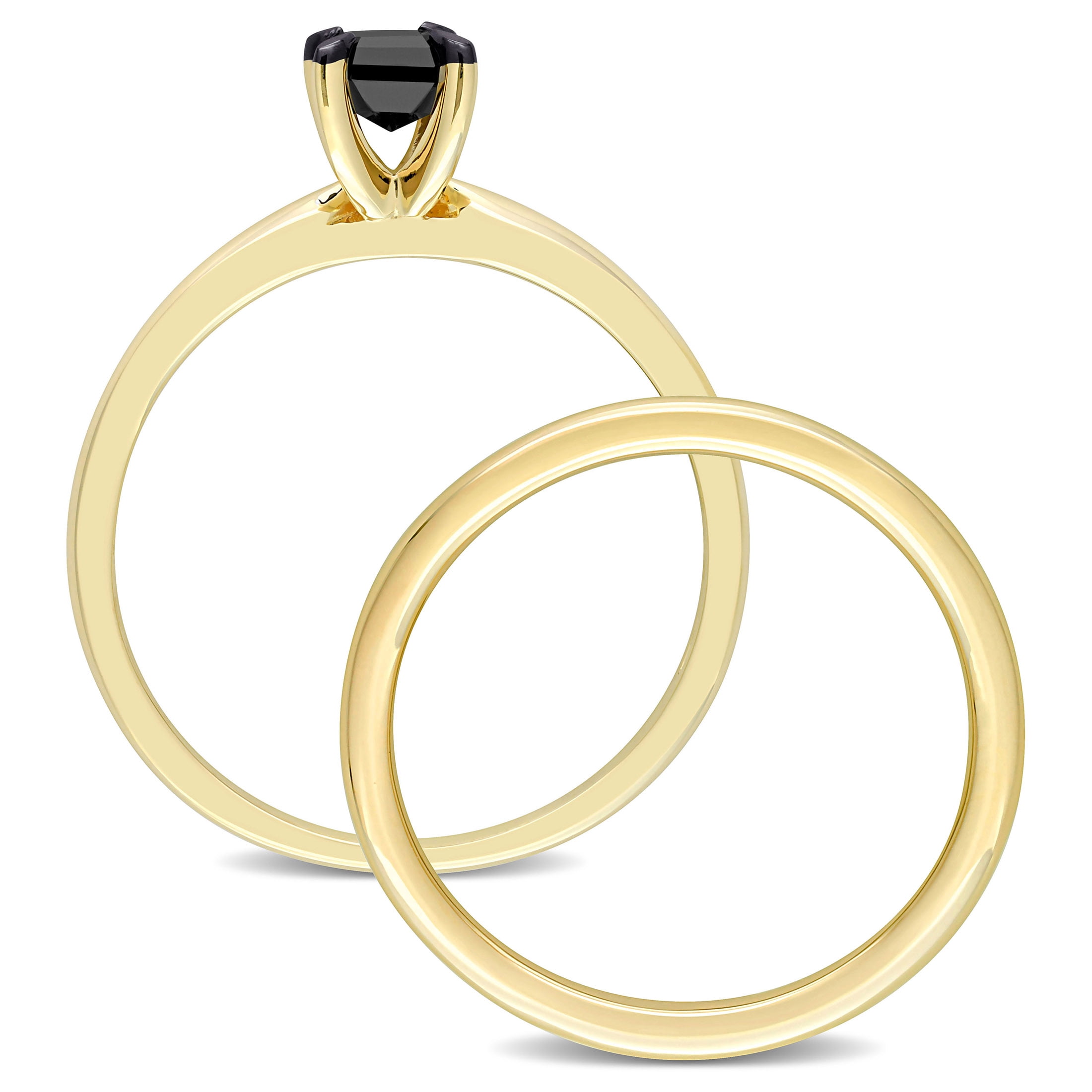 Everly Women's Diamond Emerald 14k Yellow Gold Bridal Set