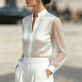 thumbnail image 6 of Satingcolo Women's Sheer Button Up Blouse Tops Dressy Business Casual Fall Mesh Long Sleeve Button Down Work Shirt Top, 6 of 6