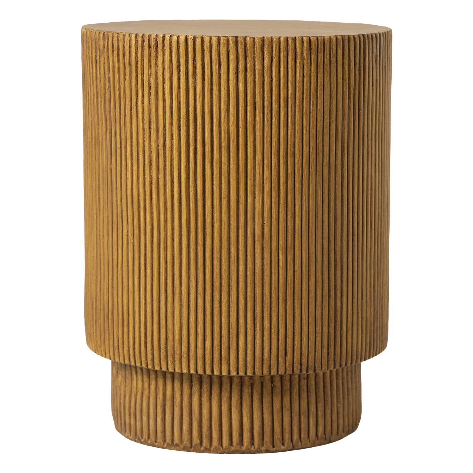 LeisureMod Modern Side Table Round Fiberstone Top Accent End Table for Home, Outdoor Patio, Living Room Sofa, Weather-Resistant, Eden Series in Brown