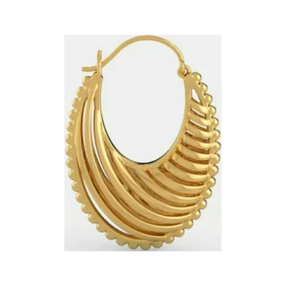 10K Yellow Gold Kim Hoop Earrings Party Wear And Engagement Fine Jewelry