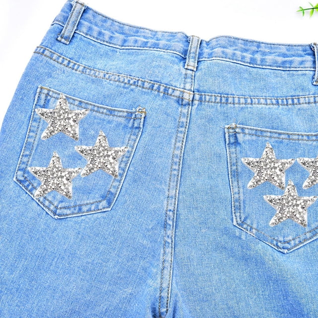Parches Parches Insignia Autoadhesivo Brillante Diamante de Imitación Pegatina Parche , De plata perfecl Hierro en parches de costura de estrellas
