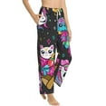 thumbnail image 2 of Uemuo Cat Icecream Pattern Women's Wide Leg Palazzo Lounge Pants with Pockets Light Weight Loose Comfy Casual Pajama Pants-XX-Large, 2 of 9