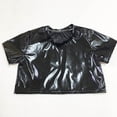 thumbnail image 4 of Posijego Kids Girls Metallic T-Shirts Short Sleeve Crop Tops Party Dance Club Trendy Dressy Blouses Sizes 2-15 Years, 4 of 8