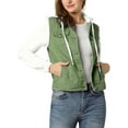 thumbnail image 4 of Allegra K Women's Denim Jacket Button Down Long Sleeve Drawstring Hood Jean Jackets, 4 of 6