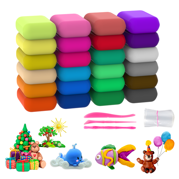 Modeling Clay Kit - 24 Colors Air Dry Ultra Light Clay,Safe & Non-Toxic,Great Gift for Kids