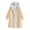 Khaki, variant on Women Windproof Hooded Mid-Length Coat,Fleece Lined Open Front Button Jacket,Oversized Loose Warm Solid Outerwear with Side Pockets
