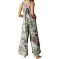 thumbnail image 3 of Loliuicca Women Summer Jumpsuit Leaf Print Square Neck Sleeveless Casual Overalls, 3 of 6