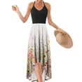 thumbnail image 2 of Vestido de verano para mujer, ajustado, de cintura alta, línea A, vestidos sin mangas de retazos, Sexy, cuello en V, dobladillo sin espalda, vestido veraniego oscilante Fridja  hjkh2067, 2 of 5