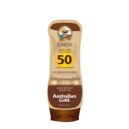 Australian Gold SPF 50 Lotion Sunscreen w/ Instant Bronzers, 8 FL (Best Organic Sunscreen Australia)