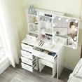 thumbnail image 2 of JBLCC Modern Vanity Set with Lighted Mirror, Vanity Table with 6 Drawers, Dressing Table Makeup Desk with Stool, White, 2 of 10