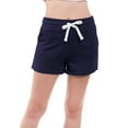 thumbnail image 3 of MixMatchy Women's Solid French Terry White Piping Comfy Shorts, 3 of 6