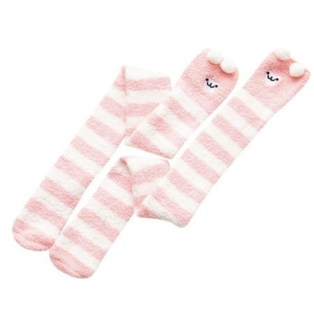 

LBECLEY Casual Socks Coral Socks for Women Over The Knee Thicken Sleeping Towel Striped Socks Pineapple Dude Socks for Women Pink One Size