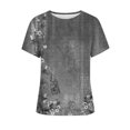 thumbnail image 4 of ICHUANYI Clearance Women Fashion Summer Sexy Fold Printed Regular Women Short Sleeves Round Neck Button Top(Gray, L) ICHUANYI WER2023080806670, 4 of 5