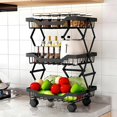 thumbnail image 1 of Frutero de Cocina Moderno 3 Niveles con Ruedas Bloqueables, Carrito Organizador Plegable de Metal para Frutas Verduras Alimentos Almacenamiento Multifuncional para Cocina Baño Dormitorio, 1 of 4