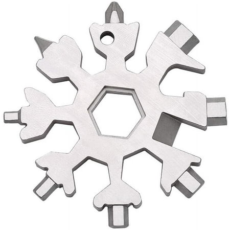 18-in-1 Snowflake Multi-Tool Screwdriver Stainless Steel 18-1 Multitool Snow Tool Best Gift for mens (Silver)
