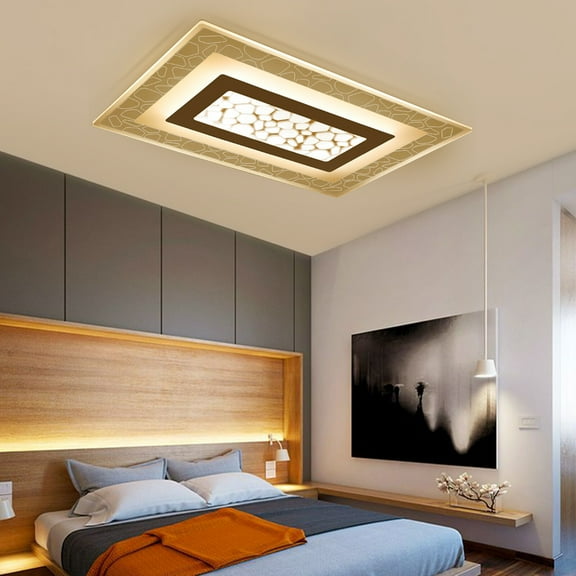Modern Rectangular Acrylic LED Ceiling Light Flush Mount Square Fixture Lamp for Living Room, Bedroom